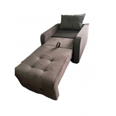 Кресло кровать с деревянными подлокотниками (велюр cabrio, серый)