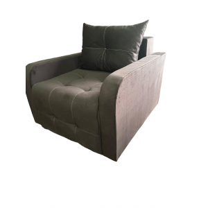 Кресло кровать с деревянными подлокотниками (велюр cabrio, серый)